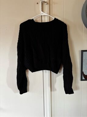 SHEIN Black Chunky Crewneck Sweater